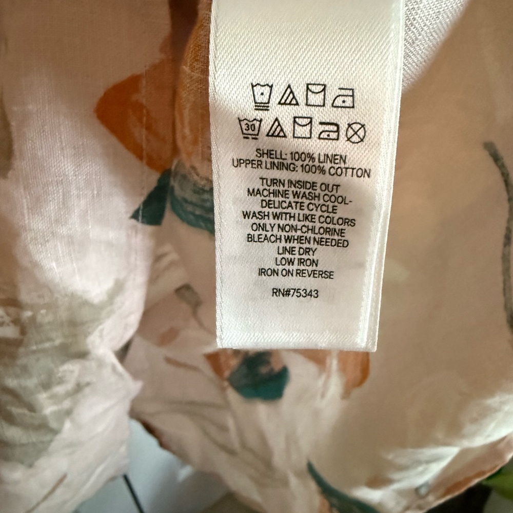 Rachel Zoe Blush Pink Linen Floral Dress sz 12 Romantic Cottage Galentine - Picture 8 of 8